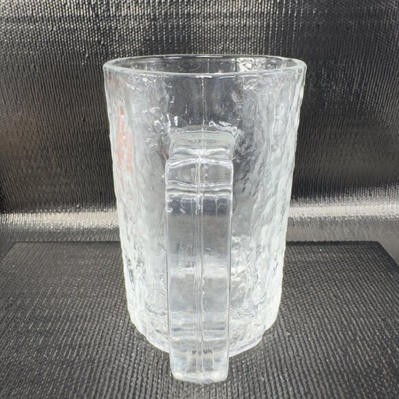 Vintage Hoya Clear Ice Texture Glass Mug Cup Set 2 Heavy Glassware Mugs Cups VTG - Picture 11 of 11